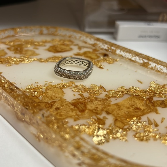 Sterling silver pave square ring, 4 count - Picture 4 of 8